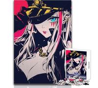 Puzzle per adulti da 1000 pezzi, ragazza anime con cappello da ufficiale, bellissimo design, analisi del gioco e logica, regali di Babbo Natale segreto, dimensioni 38x52cm