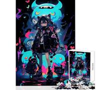 Puzzle per adulti da 1000 pezzi ragazza anime con creature luminose giocattoli fai da te ottimo regalo per giochi rilassanti lista dei desideri con Babbo Natale dimensioni 50x75cm