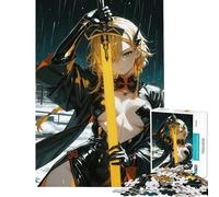Puzzle per adulti da 1000 pezzi ragazza anime con spada sotto la pioggia gioco educativo sfida giochi rilassanti un'opera d'arte regalo per donne e uomini (dimensioni 38x52cm)