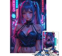 Puzzle per adulti da 1000 pezzi ragazza anime cyberpunk impegnativo da completare gioco manuale difficile adatto a persone dai 14 anni in su (38x52cm)