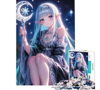 Puzzle per adulti da 1000 pezzi ragazza anime elfo con bastone lunare divertimento a casa decorazione artistica gioco pratico per ragazzi dai 14 anni in su (38x52cm)