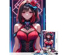 Puzzle per adulti da 1000 pezzi ragazza anime in abito rosso giocattolo decorazione da parete opera d'arte regalo per gioco educativo migliora l'amore tra coppie dimensioni 38x26cm