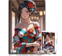 Puzzle per adulti da 1000 pezzi, ragazza anime in kimono, bellissimo design, analisi del gioco e logica, regali di Babbo Natale segreto, dimensioni 38x52cm