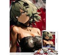 Puzzle per adulti da 1000 pezzi,ragazza anime motociclista Cesare con capelli olivastri,giocattolo educativo,ottimo regalo per giochi rilassanti con poster abbinato e quiz,del foglio 38x26cm