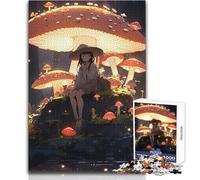 Puzzle per adulti da 1000 pezzi, ragazza anime nella foresta dei funghi, bellissimo design, analisi del gioco e logica, regali di Babbo Natale segreto, dimensioni 38x26cm