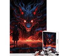 Puzzle per adulti da 1000 pezzi ragazza che affronta un mostro lupo infuocato giocattoli antistress regalo per compleanni gioco impossibile migliora l'amore tra coppie dimensioni 50x75cm