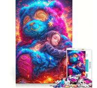 Puzzle per adulti da 1000 pezzi: Ragazza che dorme con un orsacchiotto gigante, gioco rompicapo, difficile, ideale come regalo per tutta la famiglia 38x52cm