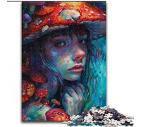 Puzzle per adulti da 1000 pezzi, ragazza con fungo colorato, in legno, attività divertente per la casa, 50x75cm, coinvolgente attività di gioco per la famiglia
