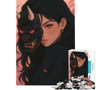Puzzle per adulti da 1000 pezzi ragazza con maschera Oni arte digitale giochi per famiglie giocattoli avvincenti per coltivare la pazienza regalo divertente attività per famiglie (dimensioni 50x75cm)