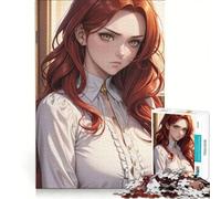 Puzzle per adulti da 1000 pezzi ragazza dai capelli rossi in stile vecchia scuola giocattolo educativo difficile e stimolante per rafforzare l'amore tra le coppie 50x75cm