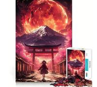 Puzzle per adulti da 1000 pezzi,Ragazza della Luna di Sangue in Giappone,con incastri perfetti,gioco di concentrazione,regalo,gioco per il relax,regalo di compleanno 38x52cm