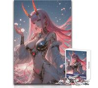 Puzzle per adulti da 1000 pezzi, ragazza demone anime con capelli rosa, bellissimo design, analisi del gioco e logica, regali di Babbo Natale segreto, dimensioni 50x75cm