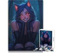 Puzzle per adulti da 1000 pezzi, ragazza gatto anime nella foresta, bellissimo design, analisi del gioco e logica, regali di Babbo Natale segreto, dimensioni 38x26cm