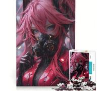 Puzzle per adulti da 1000 pezzi ragazza guerriera con maschera antigas gioco divertente per tutta la famiglia con pezzi di forma casuale completamente ad incastro 38x26cm