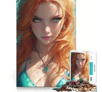 Puzzle per adulti da 1000 pezzi,ragazza in bikini anime sulla spiaggia,gioco di logica,gioco facile,decorazione natalizia da parete (38x26cm)