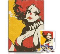 Puzzle per adulti da 1000 pezzi, ragazza pagliaccio che fuma, goffa, pacifica, rilassante, ideale per il tempo libero, taglio preciso, giocattolo artigianale, dimensioni 50x75cm