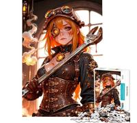 Puzzle per adulti da 1000 pezzi: Ragazza Steampunk con chiave inglese Puzzle per adulti gioco di analisi e logica per tutta la famiglia ideale come regalo (dimensioni 38x26cm)