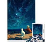 Puzzle per adulti da 1000 pezzi,ragazzo e gatto,giocattoli fai da te per osservare le stelle,regalo di compleanno,giochi per famiglie,con pezzi completamente interconnessi di forma casuale,38x26cm