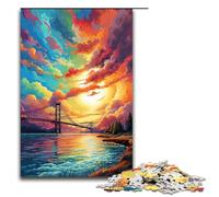 Puzzle per adulti da 1000 pezzi Rainbow Bridge di Splatters Tanti puzzle colorati spessi per bambini Puzzle in legno giocattolo educativo intellettuale decomprimente 75x50 cm
