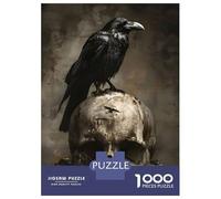 Puzzle Per Adulti Da 1000 Pezzi Raven Sitting On Skull Puzzle Per Adulti Gioco Rompicapo Analisi E Logica Attività Divertenti Da Fare A Casa, 52x38cm/1000pcs