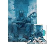 Puzzle per adulti da 1000 pezzi Re con chitarra su trono a forma di teschio sfida educativa per divertimento in famiglia giocattolo decorativo da parete adatto a persone dai 14 anni in su (38x26cm)