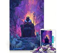 Puzzle per adulti da 1000 pezzi: Re dei Gatti sul Trono circondato da cani fedeli, gioco rilassante, decorazione perfetta, compleanno e Natale 38x52cm