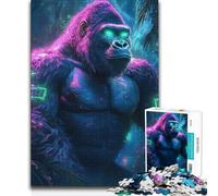 Puzzle per adulti da 1000 pezzi, Re della giungla, Cyberpunk Gorilla nella giungla, Gioco educativo per famiglie, Analisi e logica, Giocattoli antistress, 38x52cm (1000 pezzi)