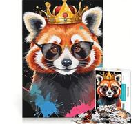 Puzzle per adulti da 1000 pezzi: Re Panda Rosso con Occhiali giocattolo fai-da-te interazione genitore-figlio compleanno e Natale 50x75cm