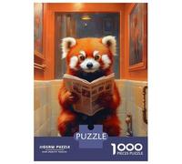 Puzzle Per Adulti Da 1000 Pezzi Red Panda Reading Newspaper Toilet Puzzle Per Adolescenti Giocattoli Fai Da Te Un'opera D'arte Offerta Come Regalo Per Tutta La Famiglia 52x38cm/1000pcs