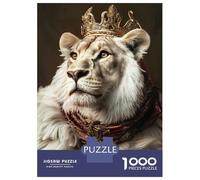 Puzzle Per Adulti Da 1000 Pezzi Regal Lion Portrait with Golden Crown Puzzle Per Adulti Gioco Per Famiglie Taglio Di Precisione Regali Unici Per Compleanno E Natale 52x38cm/1000pcs