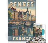 Puzzle per adulti da 1000 pezzi, Rennes, Francia, giocattolo educativo, ideale per passare il tempo durante le vacanze, regalo per amici e familiari 38x52cm