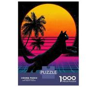 Puzzle Per Adulti Da 1000 Pezzi Retro Cat Synthwave Puzzle Per Adulti Giochi Rilassanti Regalo Di Compleanno Difficile Da Completare 70x50cm/1000pcs