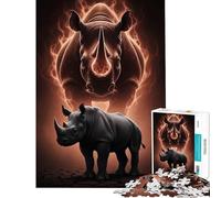 Puzzle per adulti da 1000 pezzi Rhino Power︰ Forza e Maestà Puzzle da 1000 pezzi Antistress Decorazione per la casa Gioco educativo per la famiglia (50x75cm)