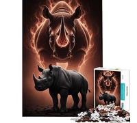 Puzzle per adulti da 1000 pezzi Rhino Power︰ Forza e Maestà Puzzle da 1000 pezzi Decorazione per la casa Giocattolo Analisi e logica Regalo per amici e familiari (38x26cm)