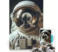 Puzzle per adulti da 1000 pezzi: Riflesso alieno nel casco di un astronauta nello spazio, gioco educativo, per divertimento in famiglia, ideale come regalo per tutta la famiglia 50x75cm