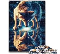 Puzzle per adulti da 1000 pezzi, Riflesso del lupo, antistress, sfida difficile, rafforza l'amore tra coppie, 50x75cm