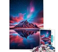 Puzzle per adulti da 1000 pezzi Riflesso di montagna sotto l'aurora boreale gioco educativo giocattolo didattico regalo di Babbo Natale segreto migliora la memoria (dimensioni 75x50cm)