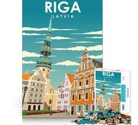 Puzzle per adulti da 1000 pezzi,Riga,Lettonia,poster di viaggio,ideale per decorazioni,rompicapo,regalo divertente per il tempo libero,regalo di compleanno,hobby (38x52cm)
