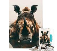 Puzzle per adulti da 1000 pezzi rinoceronte guardiano difficile e impegnativo giocattolo da parete adatto a partire dai 14 anni (38x26cm)