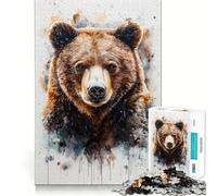 Puzzle per adulti da 1000 pezzi,ritratto ad acquerello di un orso bruno,perfetto per un gioco di abilità mentale e relax,ideale per compleanni (38x26cm)