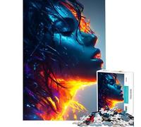 Puzzle per adulti da 1000 pezzi ritratto astratto blu e arancione difficile e stimolante gioco di analisi e logica decorazione da parete adatto a partire dai 14 anni (38x52cm)