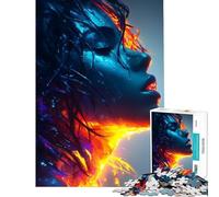 Puzzle per adulti da 1000 pezzi ritratto astratto blu e arancione impegnativo da completare gioco manuale difficile adatto a persone dai 14 anni in su (38x26cm)
