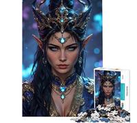 Puzzle per adulti da 1000 pezzi ritratto della regina degli elfi con corona ingioiellata ideale per compleanni e Natale Gioco difficile per famiglie adatto a persone dai 14 anni in su (50x75cm)