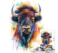 Puzzle per adulti da 1000 pezzi ritratto di bisonte ad acquerello giocattoli antistress regali di Babbo Natale segreto giochi educativi aiuta a esercitare il cervello dimensioni 38x52cm