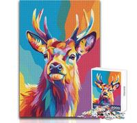 Puzzle per adulti da 1000 pezzi, ritratto di cervo colorato, perfetto per le ore di svago tranquille, giocattolo da gioco con taglio preciso di alta qualità, dimensioni 50x75cm