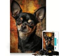Puzzle per adulti da 1000 pezzi,ritratto di Chihuahua con orecchie in su e occhi spalancati,taglio perfetto,divertente sfida intelligente,gioco tranquillo,regalo artistico di Natale (38x26cm)