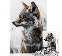 Puzzle per adulti da 1000 pezzi ritratto di coyote con sfondo astratto giocattolo da parete regali di Babbo Natale segreto gioco educativo aiuta a esercitare il cervello dimensioni 38x26cm