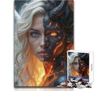 Puzzle per adulti da 1000 pezzi, ritratto di donna angelo e demone, gioco educativo per famiglie, decorazione perfetta, ottimo regalo, dimensioni 38x26cm