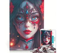 Puzzle per adulti da 1000 pezzi: Ritratto di donna elegante con maschera ingioiellata, gioco educativo, per divertimento in famiglia, ideale come regalo per tutta la famiglia 38x52cm