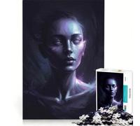 Puzzle per adulti da 1000 pezzi, ritratto di donna eterea, gioco divertente, rilassante e stimolante per la mente, ideale come elemento della lista dei desideri con Babbo Natale 38x26cm